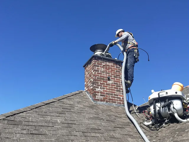Dedicated Santa Ana Chimney Sweep team member cleaning a chimney in Santa Ana, CA