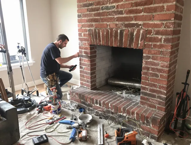 Santa Ana Chimney Sweep specialist finalizing chimney liner service in Santa Ana, CA