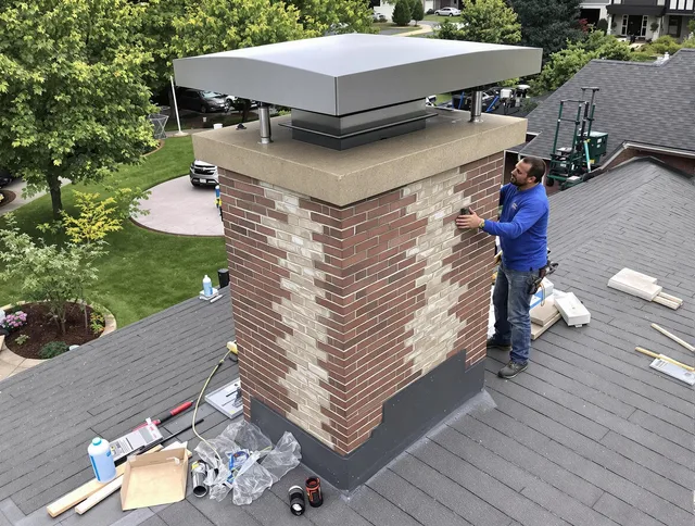 Santa Ana Chimney Sweep team working on a custom chimney remodel in Santa Ana, CA
