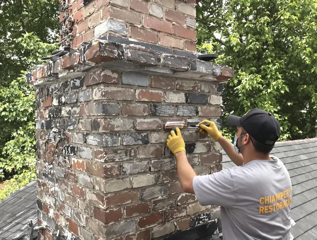 In-progress chimney restoration by Santa Ana Chimney Sweep in Santa Ana, CA