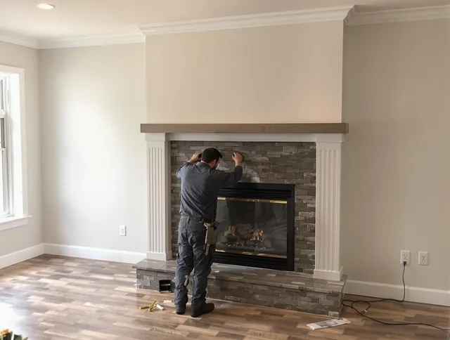 Santa Ana Chimney Sweep finishing a custom fireplace install in Santa Ana, CA